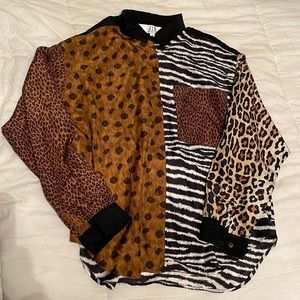Animal print button down
